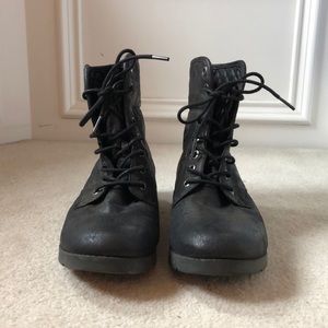 Black combat boots